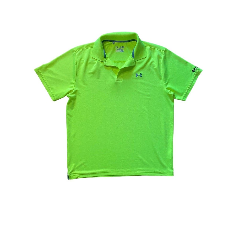 Under Armour Polo Shirt Mens XL Heatgear‎ Loose Golf Bright Green Short Sleeve